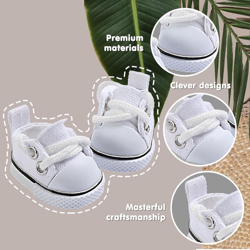 Ciunura Premium Doll Shoes for Lububu, Cute Doll Shoes for 4-7in Dolls, Ideal for Lububu Outfits(White Canvas) - Image 3